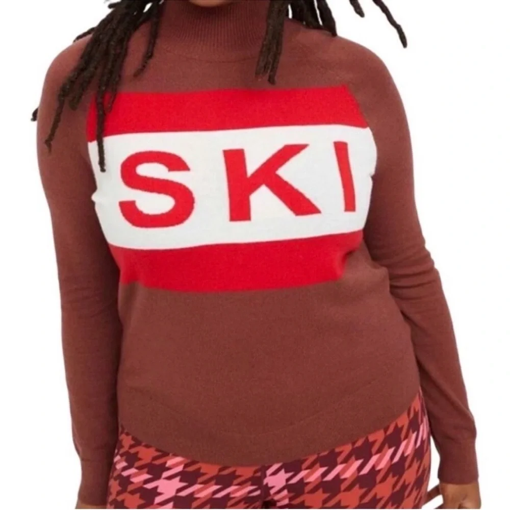 Aerie Offline Turtleneck Chillside Ski Sweater Graphic Long Sleeve Top M